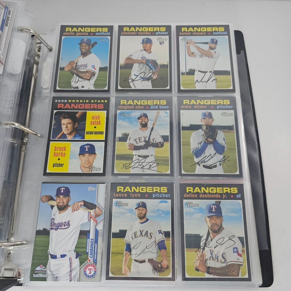 Texas Rangers Baseball Card Collection In Binder 54 Sleeves of Cards